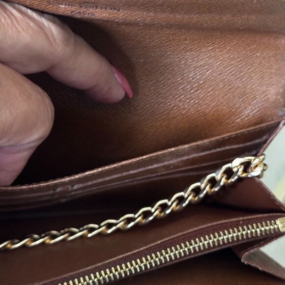 Louis Vuitton Portefeuille Sarah Monogram Long Wallet Brown Authentic with Chain - Picture 4 of 15